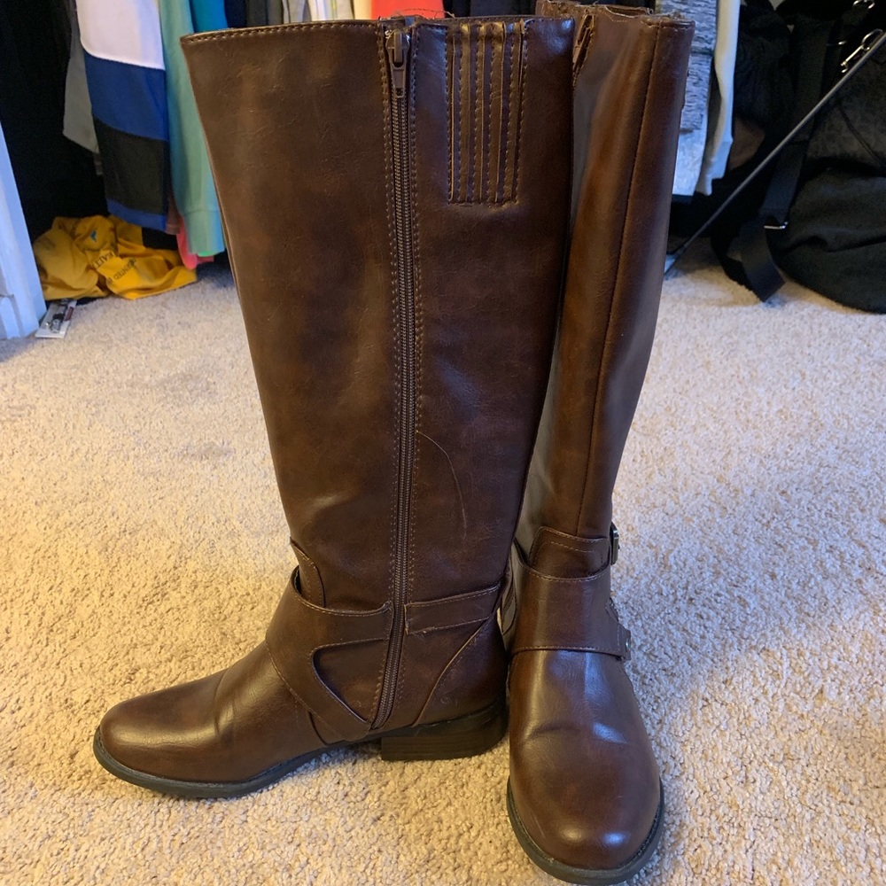 Knee high brown riding boots
